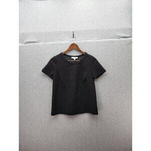 Eri + Ali Black Polka Dot Short Sleeve Blouse